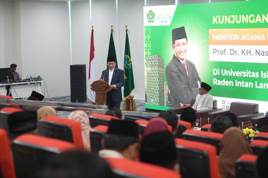 Menteri Agama RI Prof. Dr. KH. Nasaruddin Umar, M.A berikan arahan dalam kunjungan kerjanya di kampus hijau UIN Raden Intan Lampung